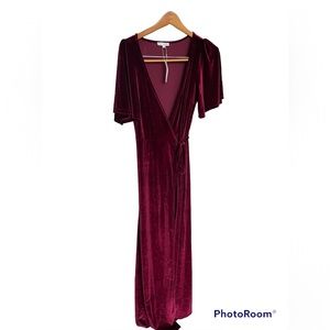 Baltic Born Meghan Velvet Wrap Dress in Mulberry